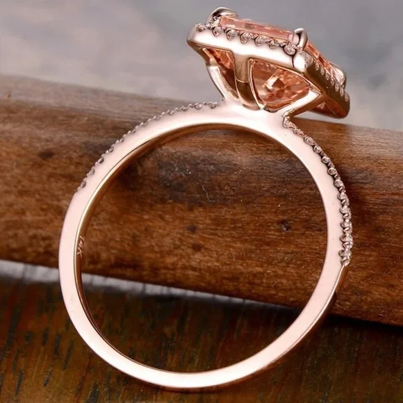 New 925 Sterling Silver Champagne Rose Gold Ring - Picture 7 of 7
